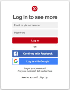 Pinterest login