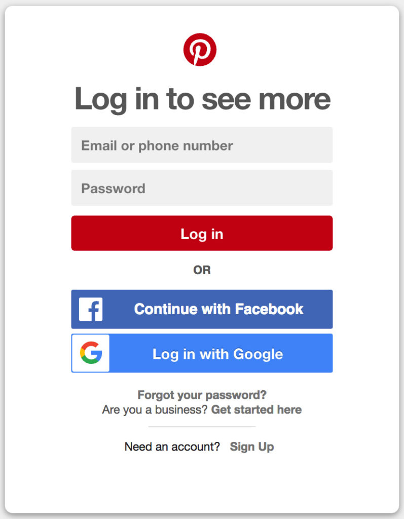 Pinterest login