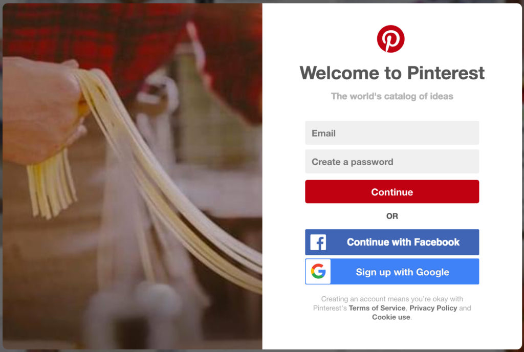 Pinterest sign up